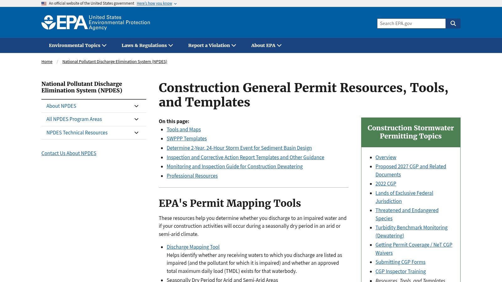 EPA Construction General Permit Site Inspection Report Template 2022